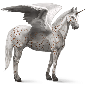 bevinget rideenhjørning paint horse mørkebrun tobiano