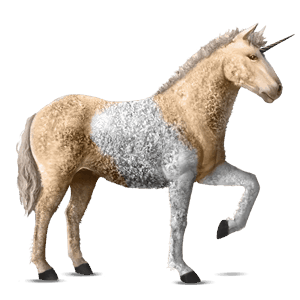 rideenhjørning curly palomino tobiano