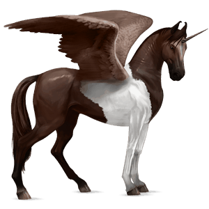 bevinget rideenhjørning paint horse leverrød tobiano