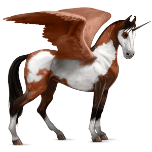 bevinget rideenhjørning paint horse kirsebærbrun tobiano