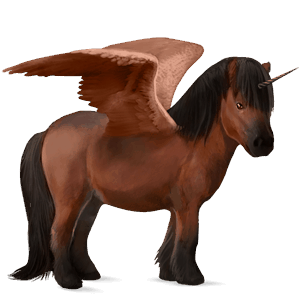 bevinget enhjørningepony  shetlandspony kirsebærbrun