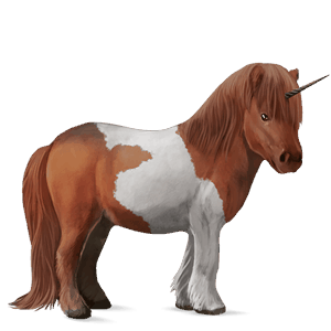 enhjørningepony shetlandspony rød tobiano